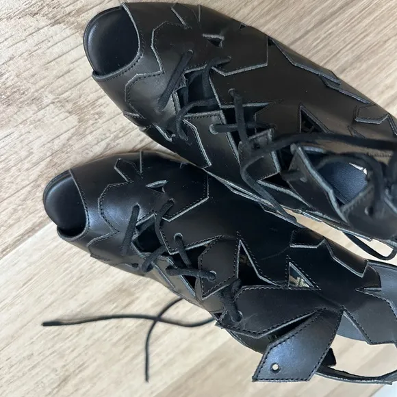 Giancarlo Paoli  Black Lace-Up Heels