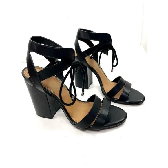 Gianni Bini Black Strappy Block Heel Sandals Size 7.5