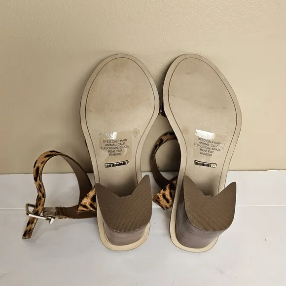 Gianni Bini Marilane Leopard Calfhair Sandals Size 7 New