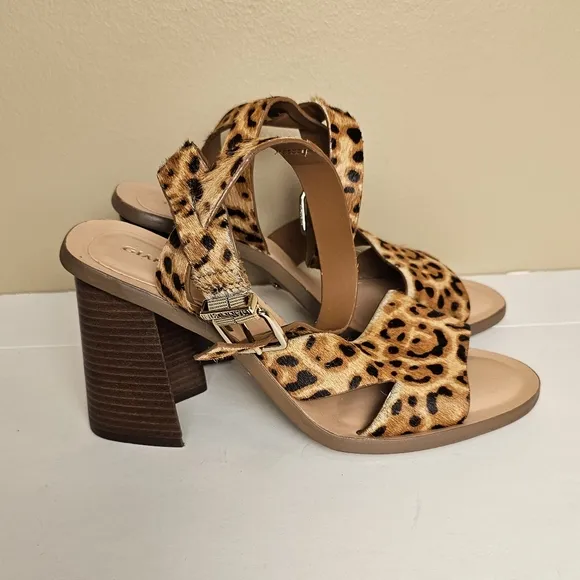 Gianni Bini Marilane Leopard Calfhair Sandals Size 7 New