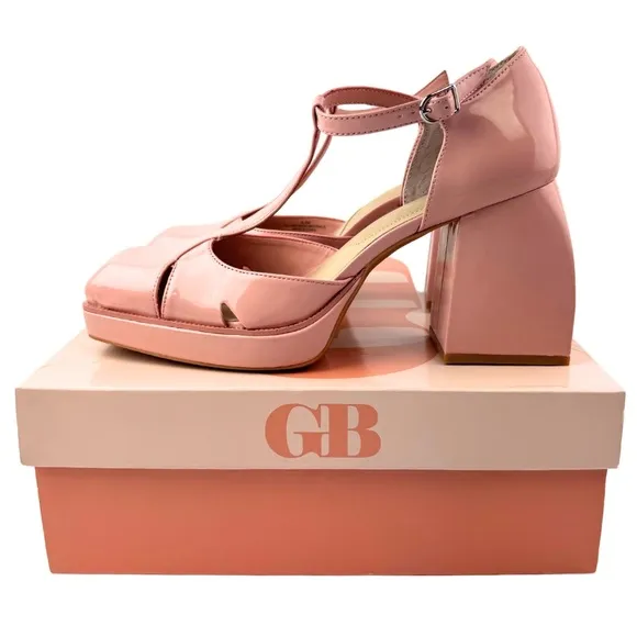 Gianni Bini New Rules Mellow Rose Pink Platform Mary Jane Block Heel - Size 9.5