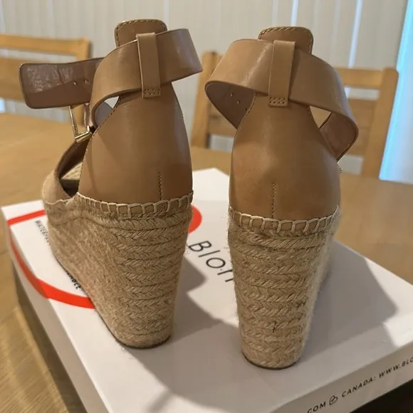 Gianni Bini Tan Wedge Sandals with Ankle Strap and Open Toe