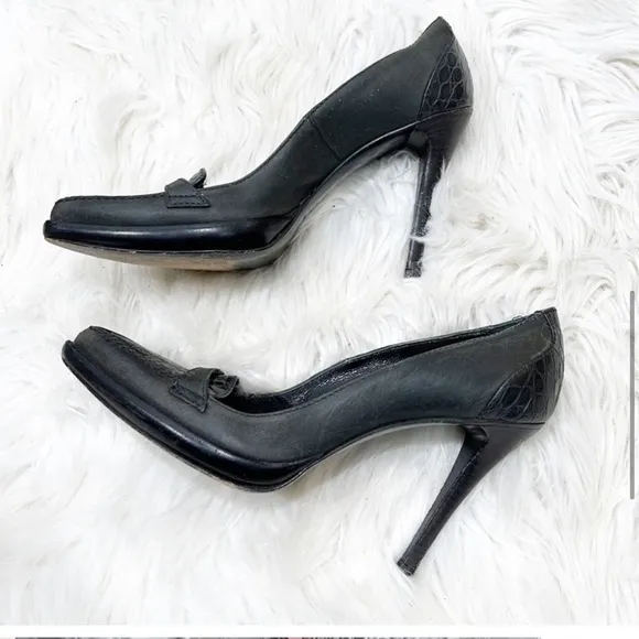 Gianni Bravo Gray and Black Crocodile Heels 36