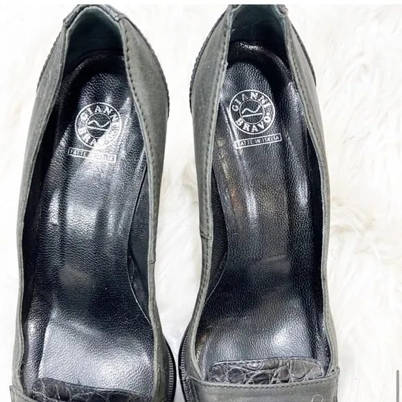 Gianni Bravo Gray and Black Crocodile Heels 36