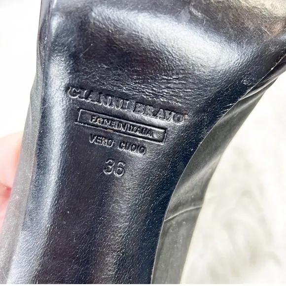 Gianni Bravo Gray and Black Crocodile Heels 36