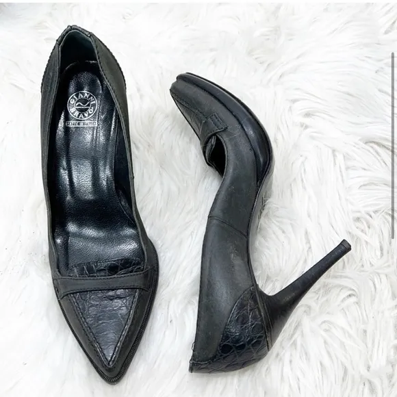 Gianni Bravo Gray and Black Crocodile Heels 36