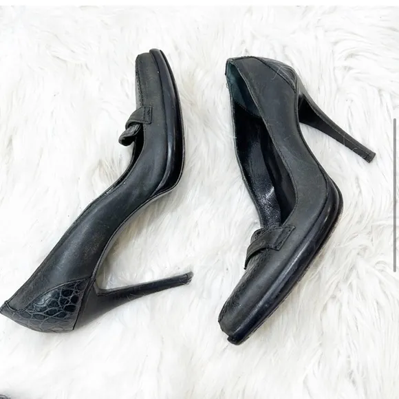 Gianni Bravo Gray and Black Crocodile Heels 36