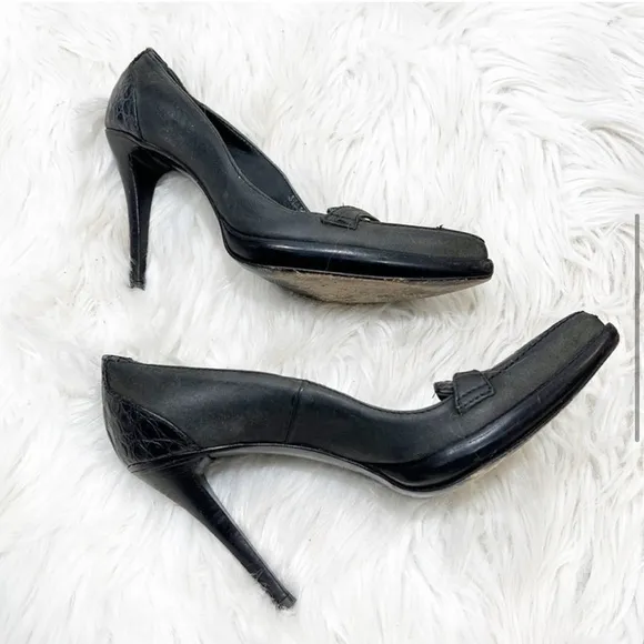 Gianni Bravo Gray and Black Crocodile Heels 36