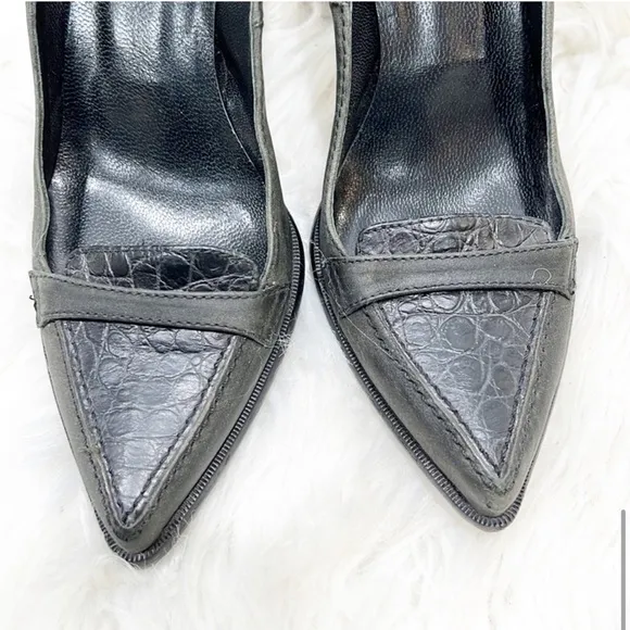 Gianni Bravo Gray and Black Crocodile Heels 36
