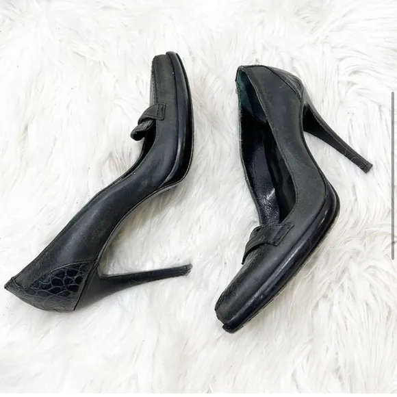 Gianni Bravo Gray and Black Crocodile Heels 36