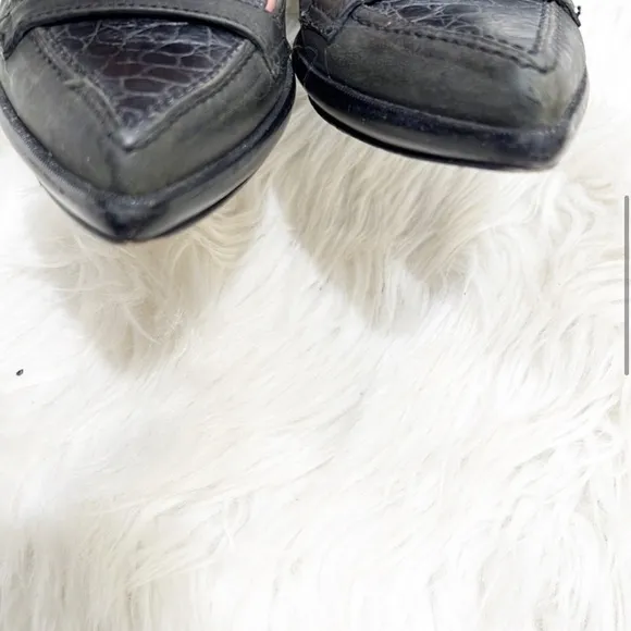 Gianni Bravo Gray and Black Crocodile Heels 36