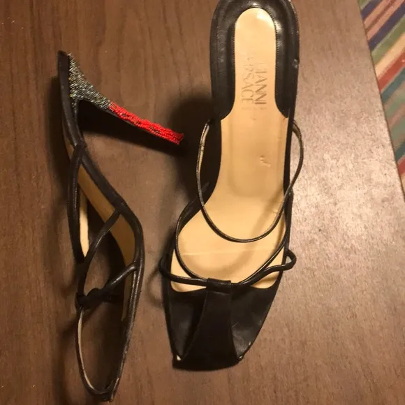 GIANNI VERSACE Sexy Black Beaded 4 in Heel Sandals
