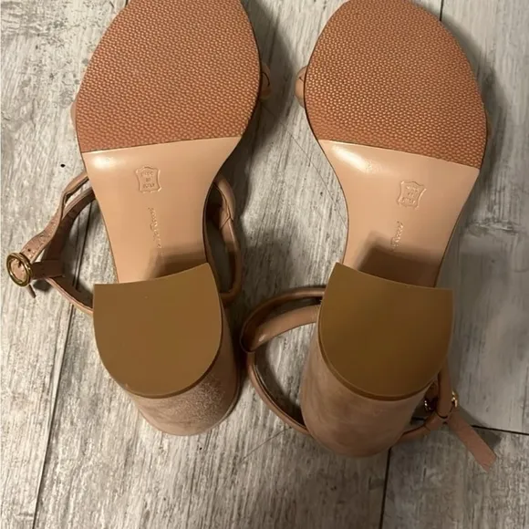GIANVITO ROSSI Cruz Nude Leather &amp; Suede Block Heel Sandal, 60mm