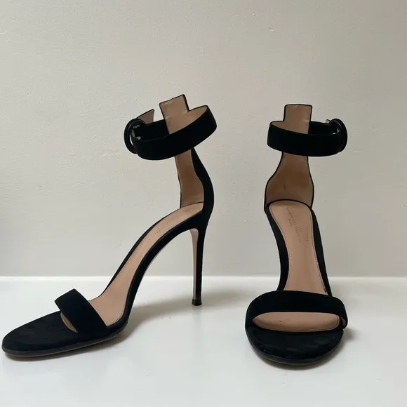 Gianvito Rossi Open Toe Black High Heel Sandals