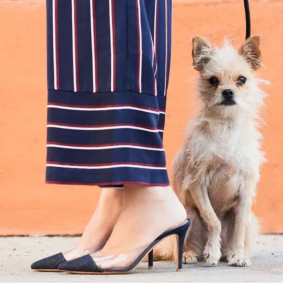 Gianvito Rossi Plexi PVC Denim Illusion 85mm Mule Heel Sandals