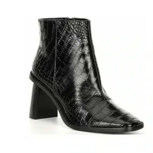 Gibson Latimer Vina Leather Croc EmbossedSquare Toe Block Heel Ankle Boots 11