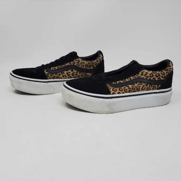 Girl's 1.5 Vans Old Skool platform leopard shoes