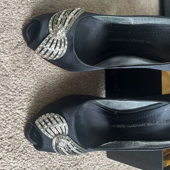 Giuseppe Zanotti black silk beautiful shoes 8.5