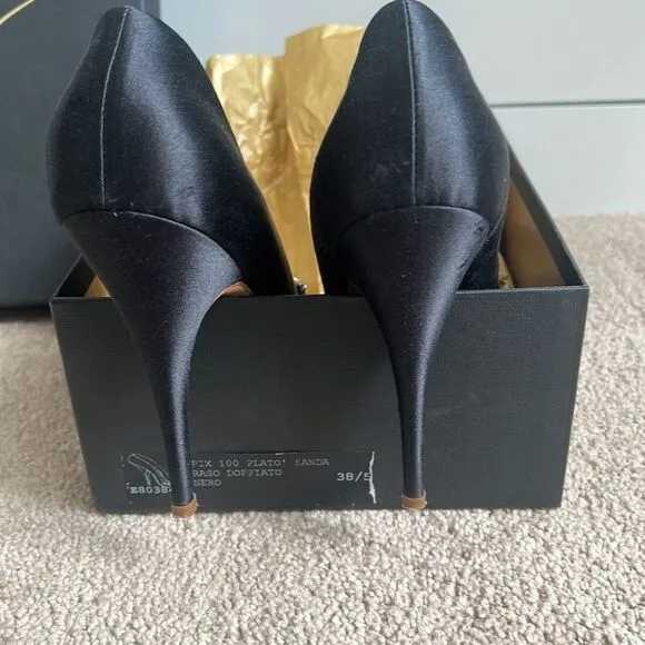 Giuseppe Zanotti black silk beautiful shoes 8.5