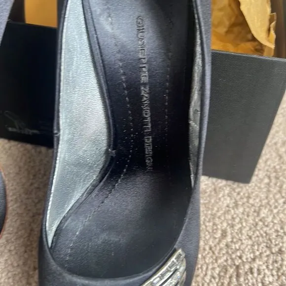 Giuseppe Zanotti black silk beautiful shoes 8.5