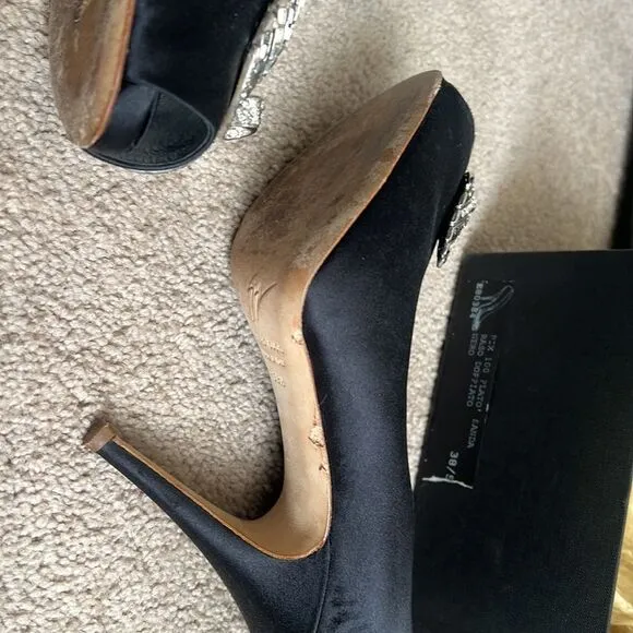 Giuseppe Zanotti black silk beautiful shoes 8.5