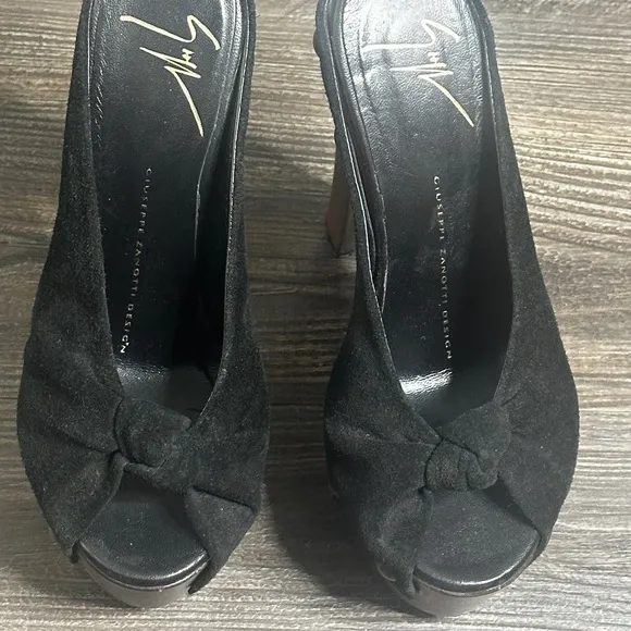 Giuseppe Zanotti Black Suede Platform Heels
