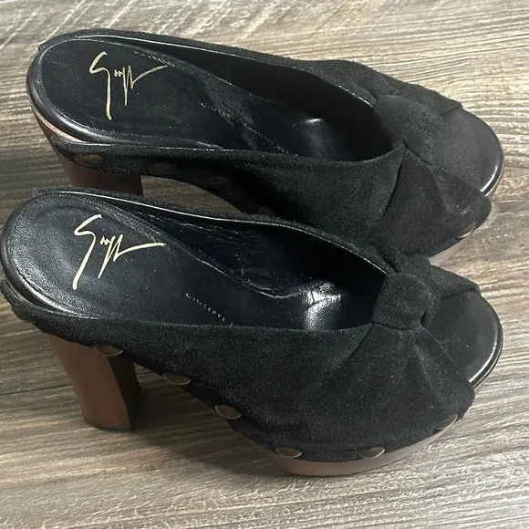 Giuseppe Zanotti Black Suede Platform Heels