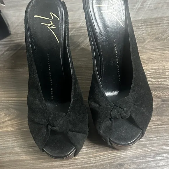 Giuseppe Zanotti Black Suede Platform Heels
