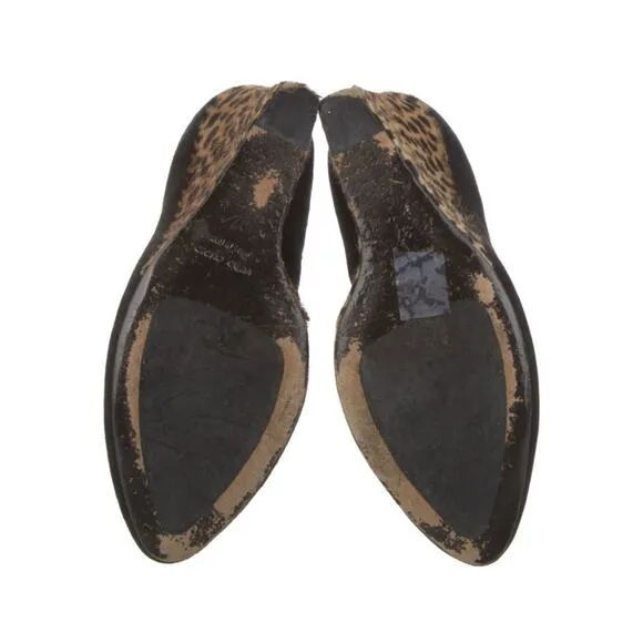 Giuseppe ZANOTTI Black Suede Pony Hair Platform Wedge Shoes IT 37 US 7
