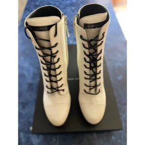 Giuseppe Zanotti Gintonic Leather Platform Booties White Women’s EU 39/US 9