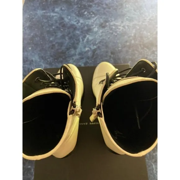Giuseppe Zanotti Gintonic Leather Platform Booties White Women’s EU 39/US 9