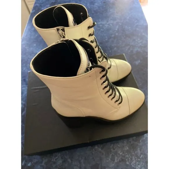 Giuseppe Zanotti Gintonic Leather Platform Booties White Women’s EU 39/US 9