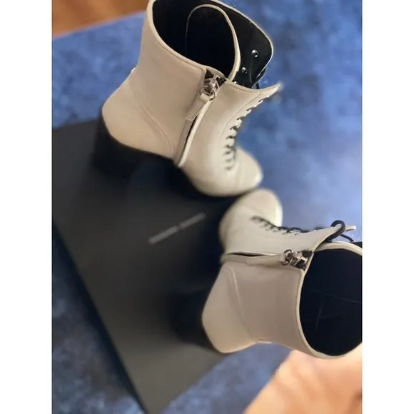 Giuseppe Zanotti Gintonic Leather Platform Booties White Women’s EU 39/US 9