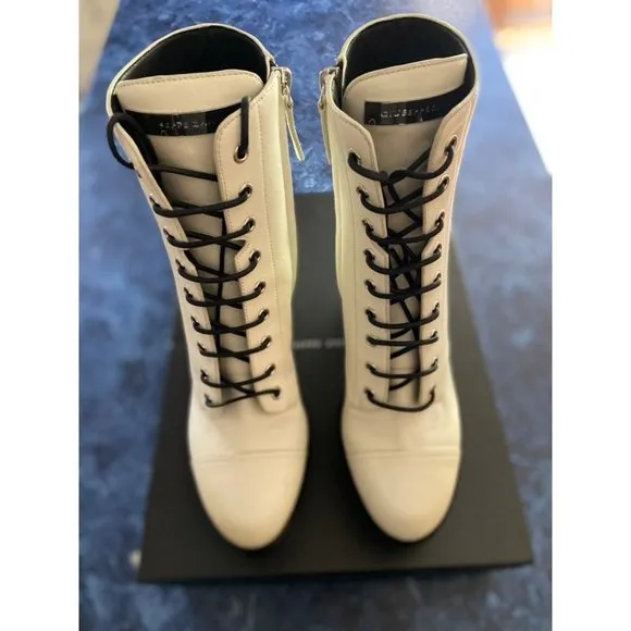 Giuseppe Zanotti Gintonic Leather Platform Booties White Women’s EU 39/US 9
