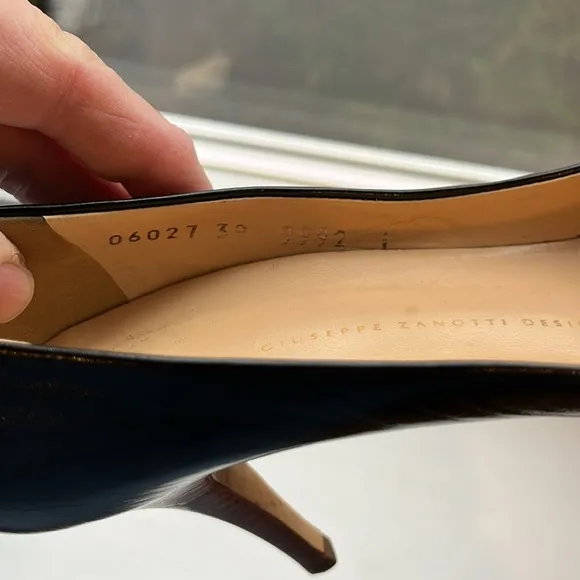 GIUSEPPE ZANOTTI LADIES BLACK LEATHER BROWN HEEL SHOES-9
