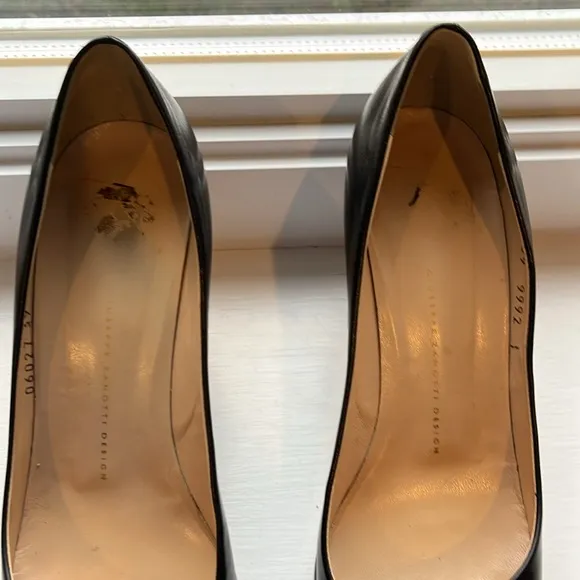 GIUSEPPE ZANOTTI LADIES BLACK LEATHER BROWN HEEL SHOES-9