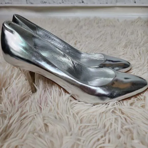 Giuseppe zanotti mirro argent 3&quot; heels shoes Sz (35.5)5.5 silver pump ACLC