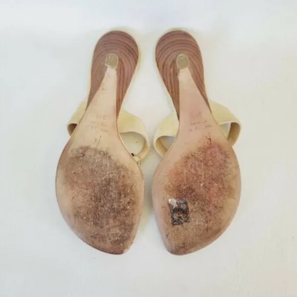 Giuseppe Zanotti Sandals Nude Suede Swarovski Crystal kitten Heel 37.5 US 6