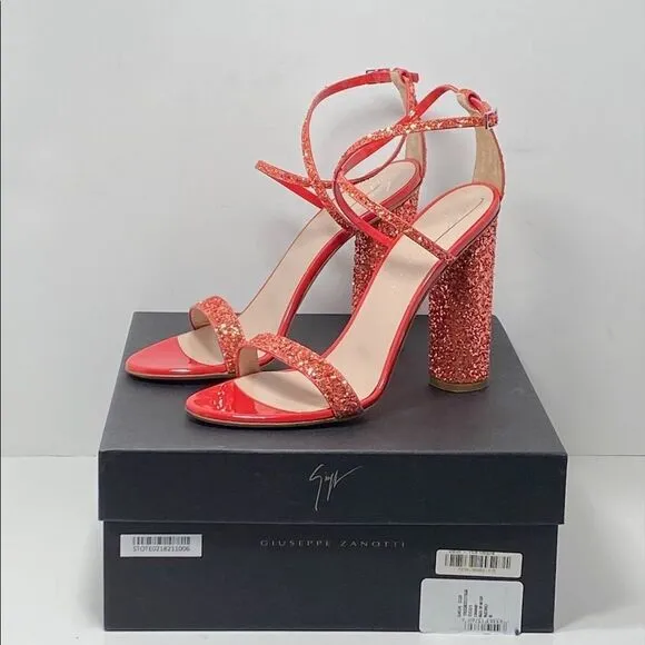 Giuseppe Zanotti Block-Heel Glitter Sandals size 38