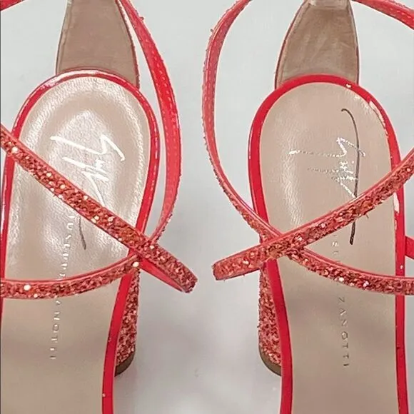 Giuseppe Zanotti Block-Heel Glitter Sandals size 38