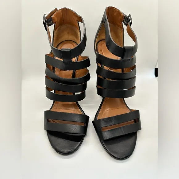 GIVENCHY‎ Black Leather Cage wedge Bootie/sandals size 10.5