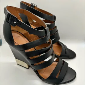 GIVENCHY‎ Black Leather Cage wedge Bootie/sandals size 10.5