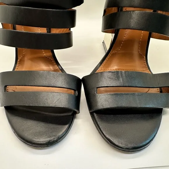 GIVENCHY‎ Black Leather Cage wedge Bootie/sandals size 10.5