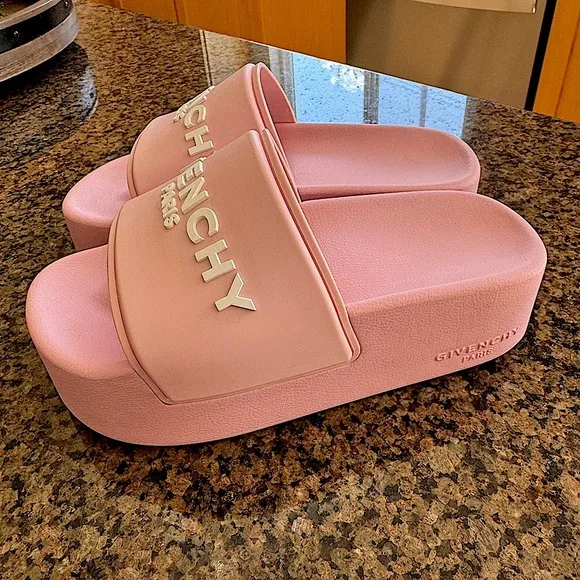 Givenchy logo Pink Platform Slides Shoes 36 6 7