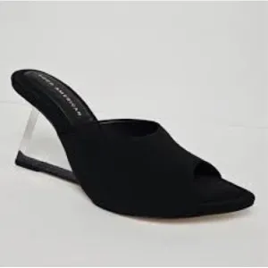 Good American Black Clear Wedge Sandals Size 7 NWOT
