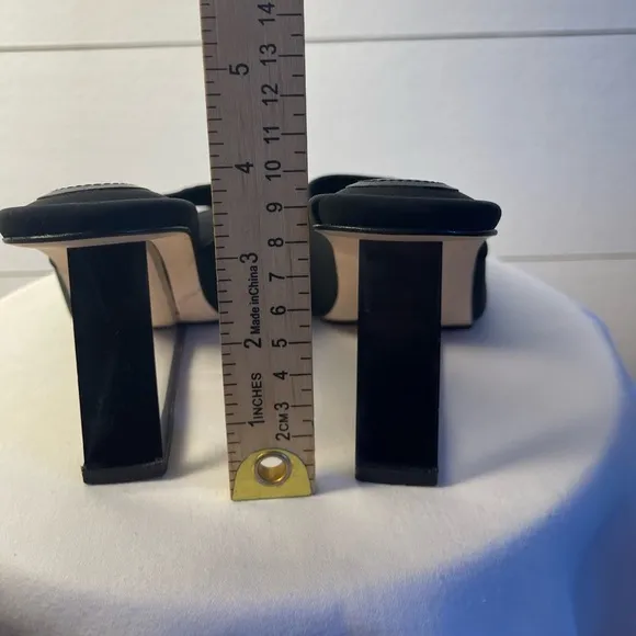 Good American Black Clear Wedge Sandals Size 7 NWOT