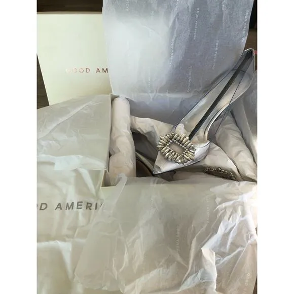 Good American Cinder-F**king-Rella Pump in Glass - 11.5