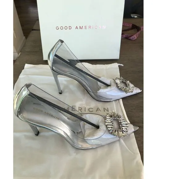 Good American Cinder-F**king-Rella Pump in Glass - 11.5