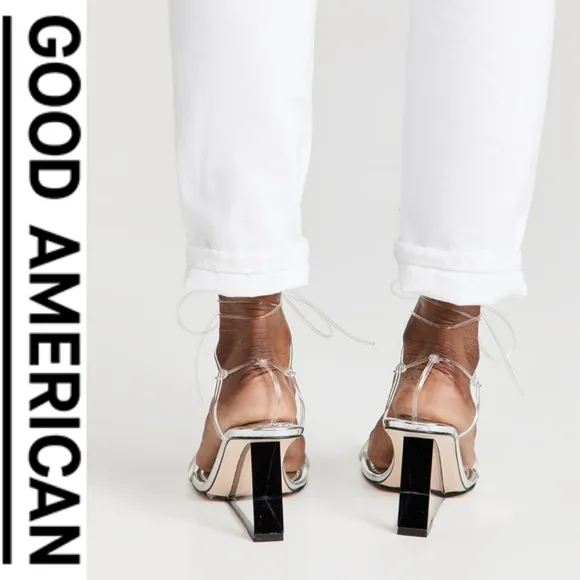 Good American - Clear Block Heel Clear Straps Sandals - Size 6.5