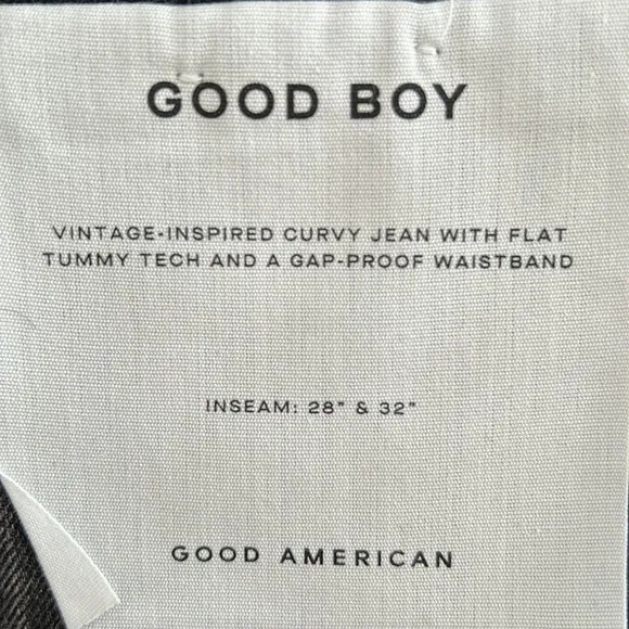 GOOD AMERICAN Good Boy Distressed Straight Leg Black Jeans 0/25